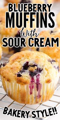 Soft, moist muffins bursting with fresh blueberry flavor. Warm and tender blueberry muffins with sour cream are deliciously easy to make with basic ingredients.