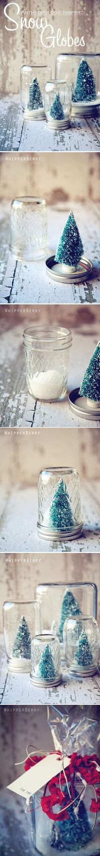 I love this idea -- snowglobes made out of mason or ball jars!