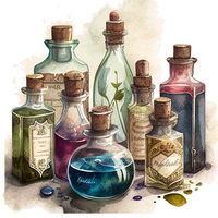 Watercolor Apothecary Bottles Witches Potion Perfume Bottle - Etsy