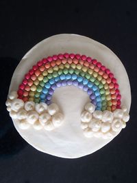 Hidden rainbow cake with smarties and buttercream