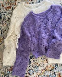 Knitting pattern mohair sweater with drawstring casing