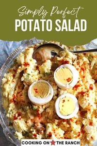 This old fashioned potato salad recipe is creamy with mayonnaise, tangy with mustard and crunchy with celery and onion. Perfect for any back yard bbq or Summer pot luck thrown your way. This is a classic American style potato salad recipe.