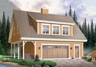 Country, Craftsman, Traditional Style Garage Plan 64902 with 2 Car Garage Apartment & 1096 Sq Ft, 2 Bed, 2 Bath