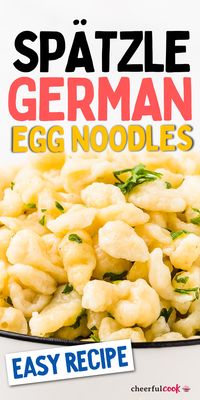 This easy homemade Spaetzle recipe is the only one you'll ever need. With less than a handful of ingredients, you will be able to recreate one of Germany's most famous and most beloved side dishes. Best of all, it'll take just about 30 minutes to make. And can it can even be prepped ahead of time. Easy Spätzle Recipe | Side Dishes | Easy German Spaetzle Recipe (egg noodles) #cheerfulcook #spaetzle #spätzle #germanfood #sidedish #recipe