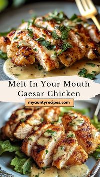 This Melt In Your Mouth Caesar Chicken is the ultimate chicken dinner for those who love bold, creamy flavors. Made with a Caesar dressing marinade and baked to perfection, the chicken turns out tender, juicy, and full of flavor. Topped with a layer of Parmesan cheese, this dish is perfect for serving over pasta, rice, or alongside a fresh green salad. It’s an eas