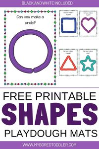 Free printable Shapes Playdough mats for toddlers & preschoolers. A fun play based way for children to learn their shapes.