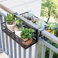 Organize your plants and save space on your balcony with the Poppa Balcony Railing Hanging Planter! Made from durable iron metal. Perfect for small apartment balconies! Organize and display anything from succulent plants, to cleaning products, or barbecue tools! Measures approximately 20" long x 8" wide x 4.5" high. Free Worldwide Shipping & 100% Money-Back Guarantee