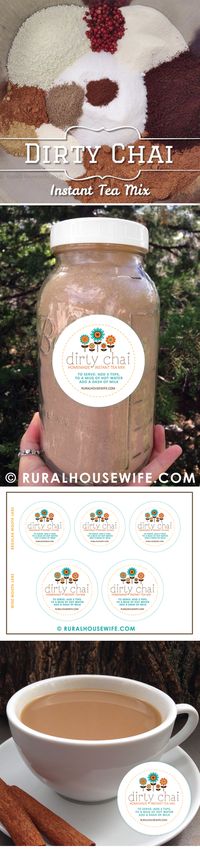 Homemade Dirty Chai Instant Tea Mix - Great for Gifts! Plus FREE Jar Labels Download :: Rural Housewife ::