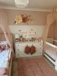 Girls room, room sharing, pink theme, princess, dusky pink, baby pink