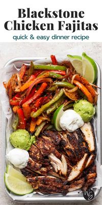 Our delicious Blackstone Chicken Fajitas recipe are the absolute BEST chicken fajitas! They are packed with so much great flavor and cook so quickly on the flat top griddle. Definitely a family favorite recipe that we will continue to make for an easy meal on busy weeknights!