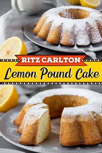 This Ritz Carlton lemon pound cake will bring a taste of luxury right to your table. This Bundt is moist, airy, and bright, perfect for any occasion. 