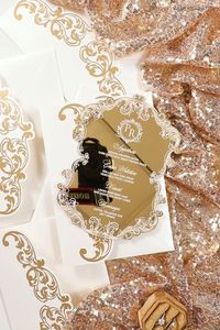 EWIA155 (as low as 2.82/pcs) #weddinginvitations #acrylicinvitations #vintagewedding #luxurywedding #monogram