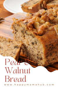 Try this easy Pear and Walnut Bread recipe! Perfect for fall, it’s packed with juicy pears and crunchy walnuts, making it the ultimate autumn treat. 🍐🍞🍂  #PearWalnutBread #FallBaking #EasyRecipes #AutumnTreats #HomemadeBread #FallRecipes #HealthyBaking #SeasonalBaking #CozyRecipes #ComfortFood #BakingWithFruit #WalnutRecipes