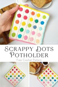 Crochet Scrappy Dots Potholder – (Free Pattern) • RaffamusaDesigns