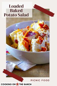 This is a recipe for Loaded Baked Potato Salad, loaded with bacon and sour cream. Everyone will say “Yes Please”  A perfect potato salad recipe for a picnic, back-yard BBQ party and a perfect side dish for anything grilled, steak, burgers, chicken … All of your favorite baked potato ingredients in a cold potato salad.