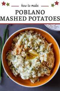 Mexican themed mashed potatoes. Take that mashed potato side dish from simple to spectacular. Poblano and Chive mashed potatoes will be a perfect side dish for your next Mexican meal. A great Cinco de Mayo Side Dish.