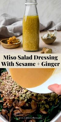 This 5-minute, Japanese-inspired miso salad dressing recipe is made with sesame, ginger, and garlic. It’s SO flavourful and nutritious, while being vegan, gluten-free, and added sugar-free. Post includes ideas for what to serve this miso dressing with, plus an option for making a creamy version with tahini!