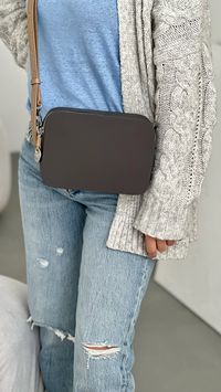 Minimalistic vegan crossbody bag in dark grey