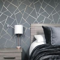 WM4228301 Wallpaper Gray Charcoal Black Metallic Textured Geometric Tr – wallcoveringsmart