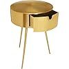 Meridian Furniture Bali Collection Modern | Contemporary Durable Metal Side Table/Nightstand, 16" W x 16" D x 23" H, Gold