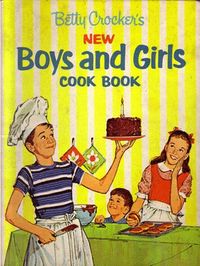 Cooking for kids -- I had a kids cookbook similar to this only mine was blue.  I think I still have it somewhere...