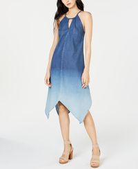 Here's the scoop: I.n.c. International Concepts' keyhole halter dress manages an effortlessly stylish look in double-dipped ombre denim.