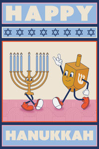 #greetingcard #teenart #hanukkah #wallpaper
Dancing Hanukkah characters with a funky border.