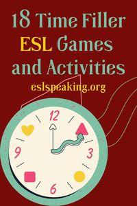 We’ve all been there—a few minutes left at the end of class but nothing planned. Or, you may even have an entire class thrown at you at the last minute and don’t have time to prepare. That’s where time filler ESL activities and games come in. Kill some time in style with these ideas! We’re here to help! #timefiller #classroomgames #esl #eslteachers #English #learningEnglish #Englishteachers #TEFL #teachingEnglish #englishteachers #teaching