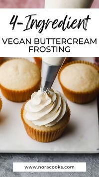  

Learn how to make the best vegan buttercream frosting! It pipes perfectly, needs only 4 ingredients and tastes incredible. Makes 2 1/2 cups or enough for 24 cupcakes or a 8-9 inch layer cake.

All the details here --> https://www.noracooks.com/vanilla-vegan-frosting/

Ingredients:

vegan butter

powdered sugar

non-dairy milk

pure vanilla extract

