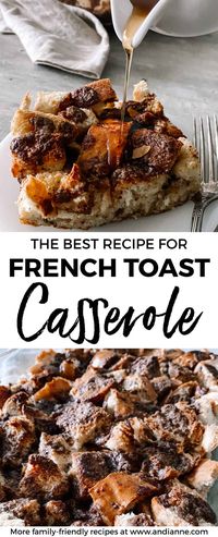 Cinnamon Baked French Toast Casserole: easy to make and so incredibly good!  Chunks of french toast bread are soaked in a cinnamon egg mixture and topped with cinnamon butter. It's crispy on the outside and soft on the inside. Perfect for a holiday make-ahead breakfast or brunch. #frenchtoast #casserole #breakfast