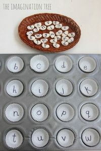 Alphabet beans literacy activity. Would also be a great activity for learning upper and lower case letters.