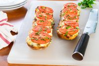 Open Faced Tomato and Mozzarella Sandwich with Basil Aioli