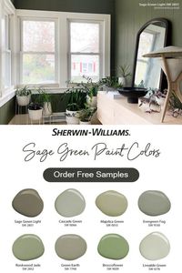 Sage greens are the perfect subtle color to add as the backdrop to your space. Tap this pin to order free color chip samples.