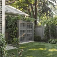 Wooden AC unit privacy screen