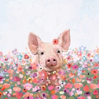 Artist: Walters, CathyCathy Walters captures a young hog with a flower in her hair amongst a field of bright pink flowers in this darling piggy portrait!All Canvas Wall Art is printed in the Giclee method for great clarity, brilliant colors, and depth that last for years. Printed on premium quality artist's canvas and hand-stretched over a 1.5" sustainable wood frame, using Greenguard inks. Non-toxic inks stay brilliantly colored for years and our canvas wall art inks are Greenguard Gold and UL