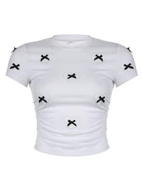 ⚡Buy 2024 Bow Tie Ruffled Baby Tee White S under $18.00 in Tops&Tees at AnotherChill.com Online. Style: Casual/Street/Vintage/Sweet/Y2K/Preppy. Fabric Content: Polyester, Spandex. Fit Type: Slim fit. Neckline: Crew Neck. Sleeve Length: Short Sleeve. ✓2024 S/S OUTFITS. Check reviews and buy Bow Tie Ruffled Baby Tee today.