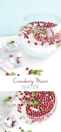 Festive water infused with cranberry and mint