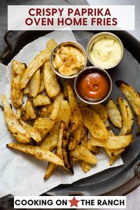 Learn how: Homemade crispy baked wedges, seasoned with Smoked Paprika. Healthier than fried and oh-so delicious. Easy oven french fry recipe. Healthier than french fries cooked in oil.