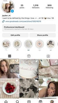 instagram feed page aesthetic pink book highlights