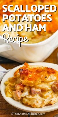 This scalloped potatoes and ham recipe is a rich and creamy comfort classic. Tender potato slices are paired with smoky ham in a creamy, cheesy sauce. Perfect for leftover ham or bacon, ham and scalloped potatoes will feed a hungry family without busting your food budget! Oven baked in a casserole dish, or slow cooked in a crockpot, easy recipe is always a favorite! #hamandscallopedpotatoes #scallopedpotatoesandhamrecipe #ourzestylife #scallopedpotatoesandhamwithcheese