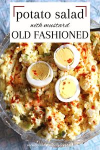 This old fashioned potato salad recipe is creamy with mayonnaise, tangy with mustard and crunchy with celery and onion. Perfect for any back yard bbq or Summer pot luck thrown your way. This is a classic American style potato salad recipe.