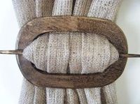 Burlap Window Scarves | Curtain Holdback in Oval Distressed Wood Finish at Curtains by Jackie ...