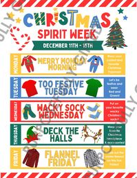 This Editable Christmas Spirit Week Flyer Template provides the convienence of edit, print and go. Easily edit this design using a free Canva account and download it for print or send digitally via email or social media. Eliminate the hassle of creating your own flyer from scratch, making your life a little bit easier! DETAILS: * This listing is for a digital download file (no physical printed items will be shipped) * Self-edit on a computer at Canva.com or any mobile device that supports the Canva app * Requires a free Canva account to edit and download (no software needed). * File Types: Instructions PDF, Canva Template * Comes with 2 versions and 1 start from scratch to create your own