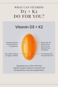 Discover the dynamic duo of Vitamin D3 and K2! Explore the powerful benefits of these essential vitamins, from supporting bone health to promoting cardiovascular wellness. Unlock your full potential with the perfect pairing for vitality and overall well-being!