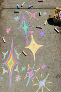 Sidewalk chalk art- Colorful Stars