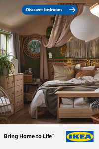 This small bedroom is a perfect retreat from the world, a tranquil space filled with plants and earthy colours. The mix of rich textiles and materials like wood and rattan create a calming, cocooning feel to enjoy day and night.