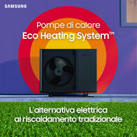 Vuoi la temperatura perfetta per ogni utilizzo? Scegli le Pompe di calore Eco Heating System™. L’alternativa Samsung al riscaldamento tradizionale, il massimo delle prestazioni ed efficienza energetica insieme al minimo rumore, per riscaldamento a termosifoni, pavimento e acqua calda sanitaria.