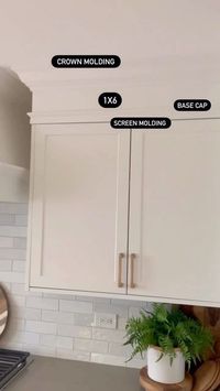 Home Bunch on Instagram: "“We customized our IKEA kitchen by bringing the molding up to the ceiling. To achieve this, we used 4 pieces to create the look we wanted: 1x6, crown molding, screen molding and base cap.” Lena from @amberlanelife. Want to learn a thing or two about how to give a custom look to an IKEA kitchen? Go to the blog today to tour this “Beautiful Homes of Instagram” tour. You will love her jaw-dropping “Before and After” photos of her fixer-upper home!!! #ikea #ikeahacks #ike