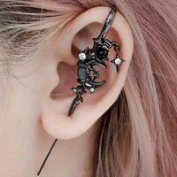 Fashion Star And Moon Crystal Earrings - Geometric Unisex Personalized Ear Cuff Wrap, Synthetic Crystal Inlaid, Non-Precious Metal Alloy, No Plating, Black Star Moon Ear Cuff. Brand New Boutique Item. #Gothic #Grunge #Emo #Goth #Witchy