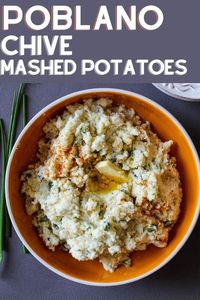 The addition of roasted poblano peppers takes mashed potatoes from simple to spectacular. A perfect potato side dish for your next Mexican themed dinner. Poblano and Chive Mashed Potatoes are an easy Mexican Side Dish Recipe.